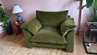 Olive Green Plush Velvet Armchair loveseat sofa
