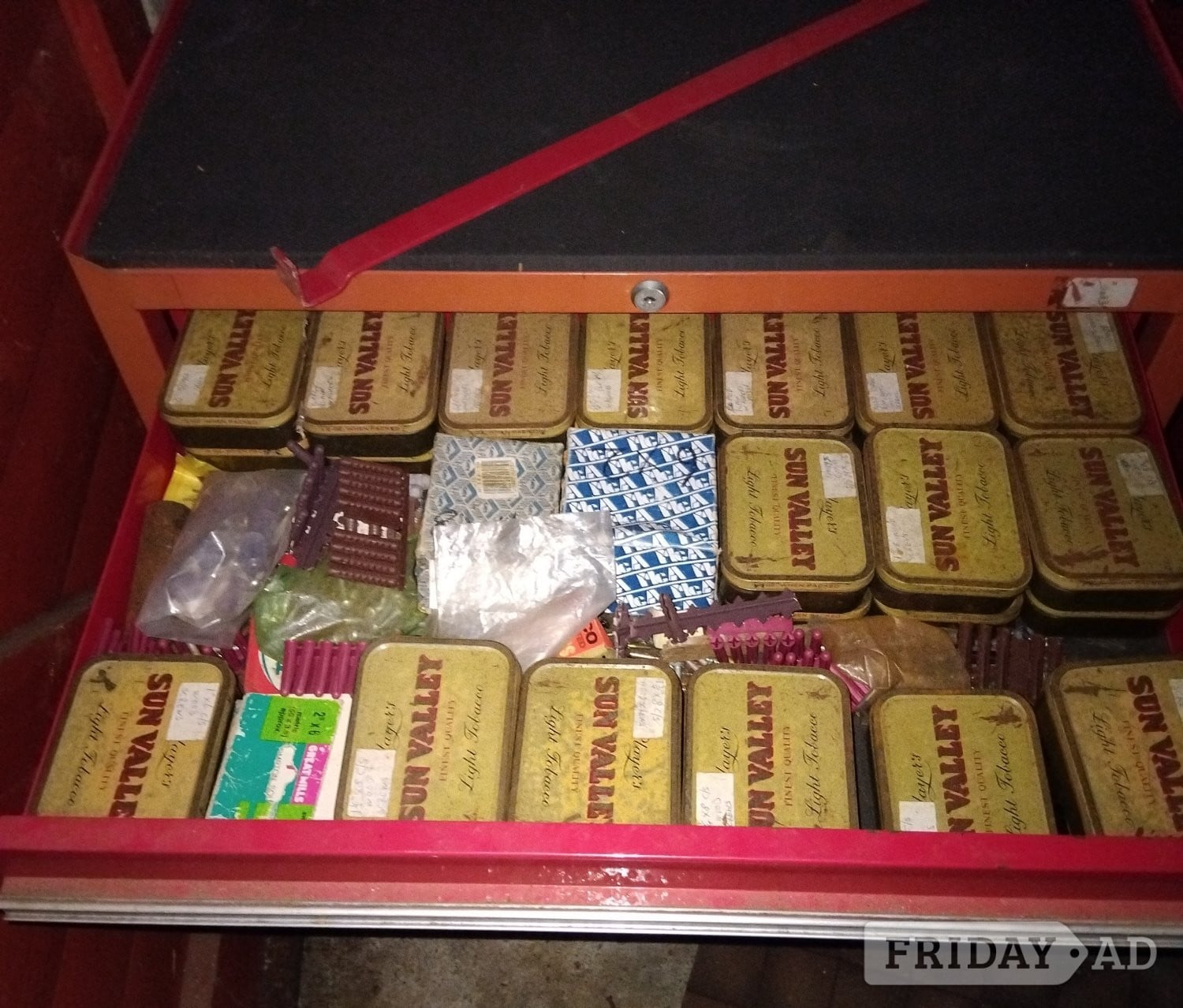 ROLLER CABINET 'CLARKE' VINTAGE LOCKING, PLUS MANY VINTAGE ITEMS 