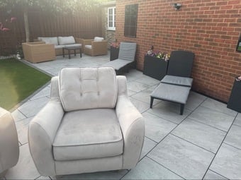 4 Seater Sofa and single armchair and footstall