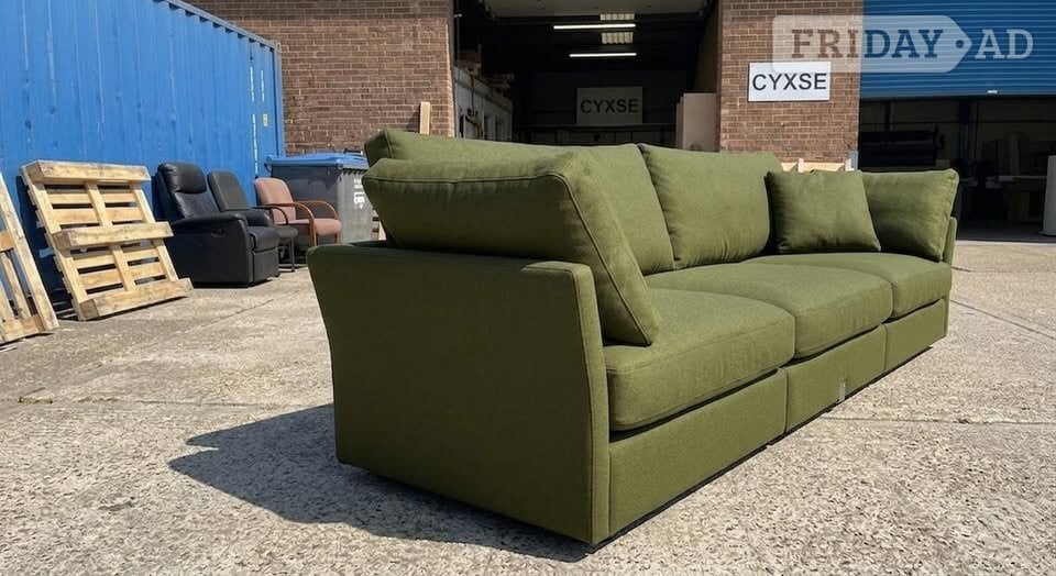 London Daals Olive/Moss Green 3x Seater Plush Velvet Corner Sofa,Modular