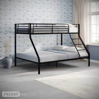 TANDI TRIPLE SLEEPER IN BLACK WITH BUDGET MATTRESSES