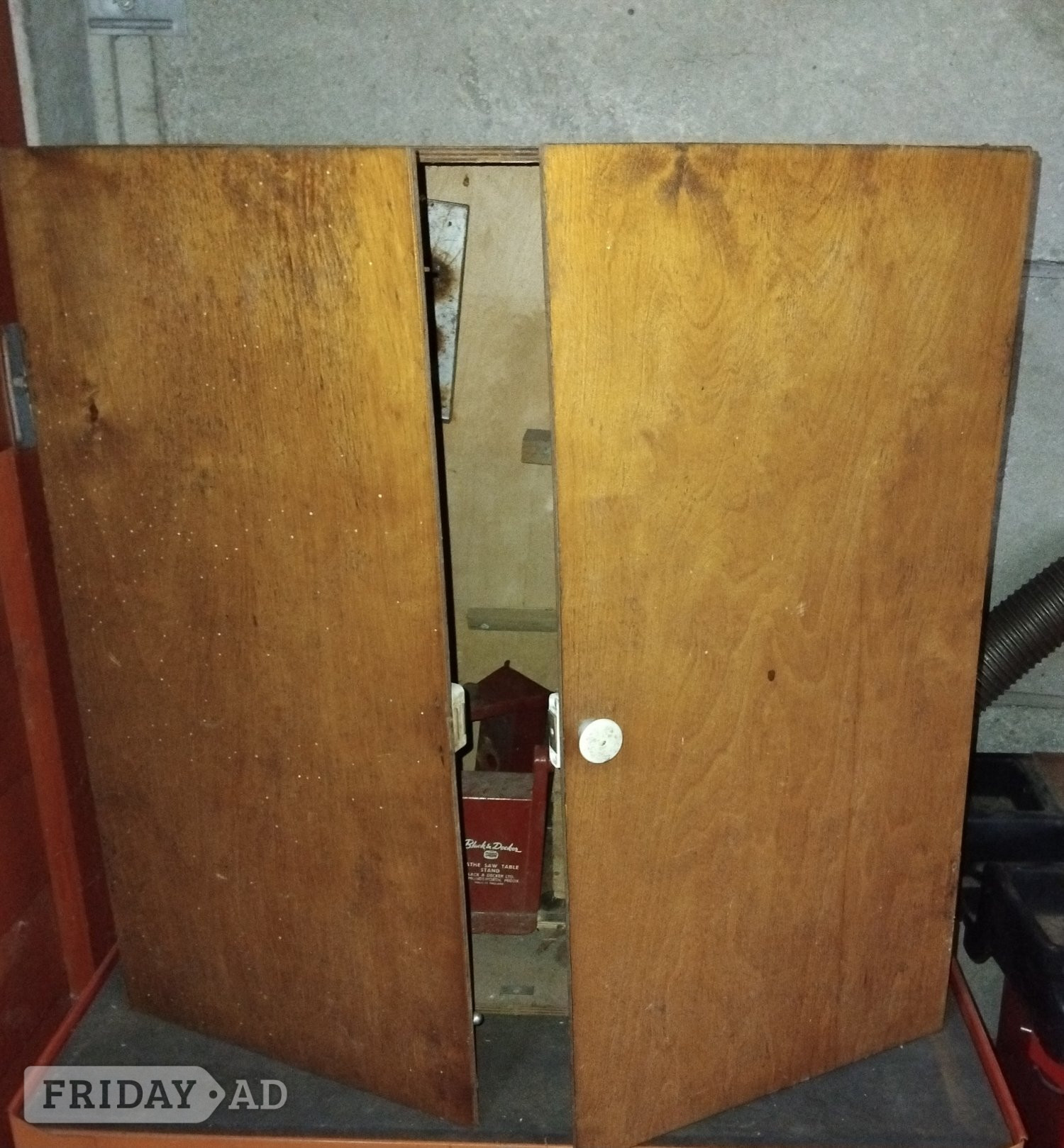 BLACK DECKER VINTAGE CABINET WITH ELECTRICAL VINTAGE B&D PARTS 
