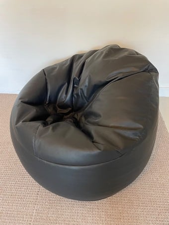 Faux Leather Bean Bag, Black