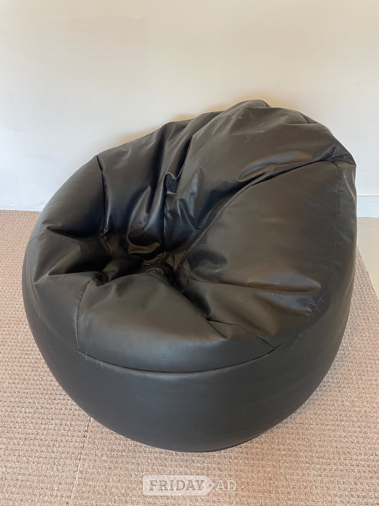 Faux Leather Bean Bag, Black in Brighton
