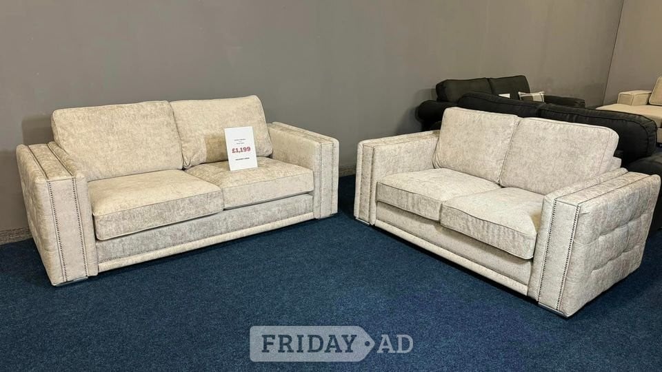 Premium Cream 3+2 Sofa Set | Brand New | Same Day Delivery in Emsworth