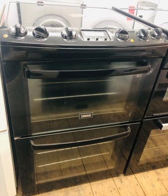 Zanussi 60cm Wide black Electric cooker with double oven & grill 