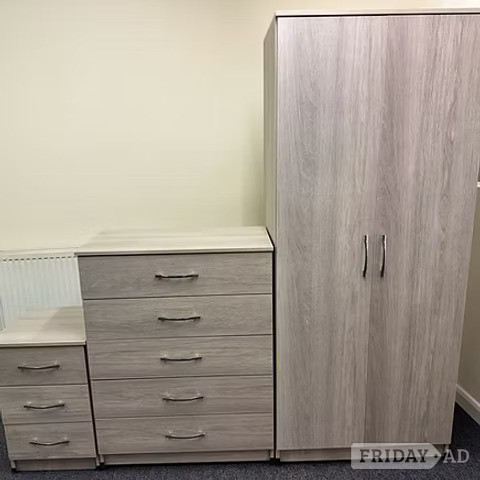 METRO (SILVER) WARDROBE CHEST & BEDSIDE - FULLY ASSEMBLED in Rotherham