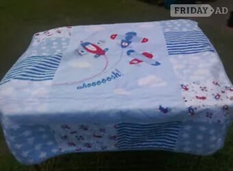 Quilt/Throw. Airplane Theme, Childs, 100cm X 120cm.