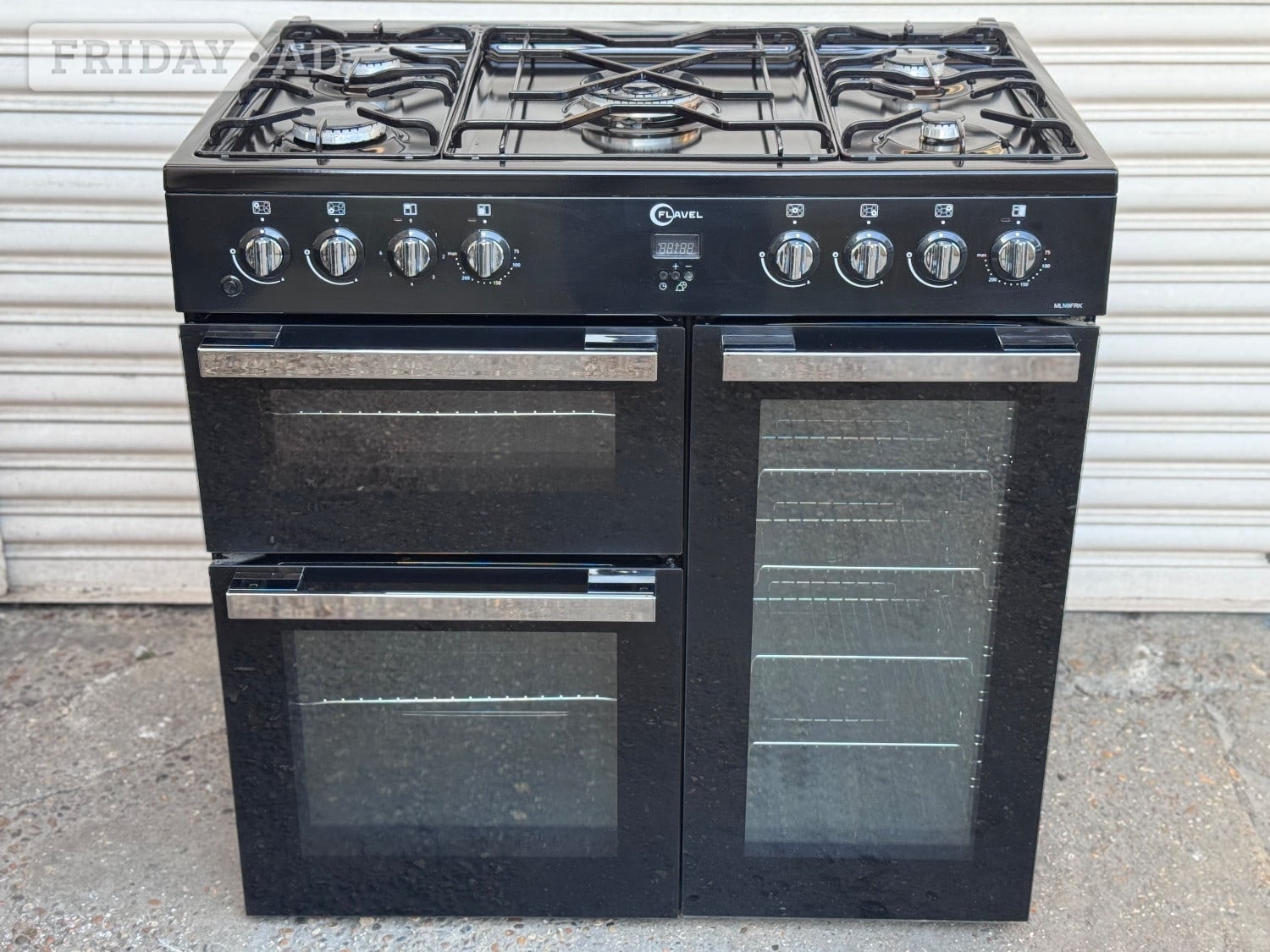 Flavel dual fuel gas range cooker 90cm fsd black 3 months warrant