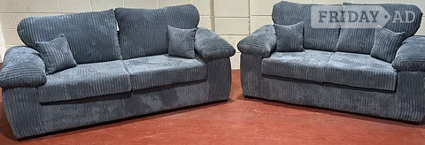 LILY 2&1 SOFAS IN GREY JUMBO CORD FABRIC in Rotherham