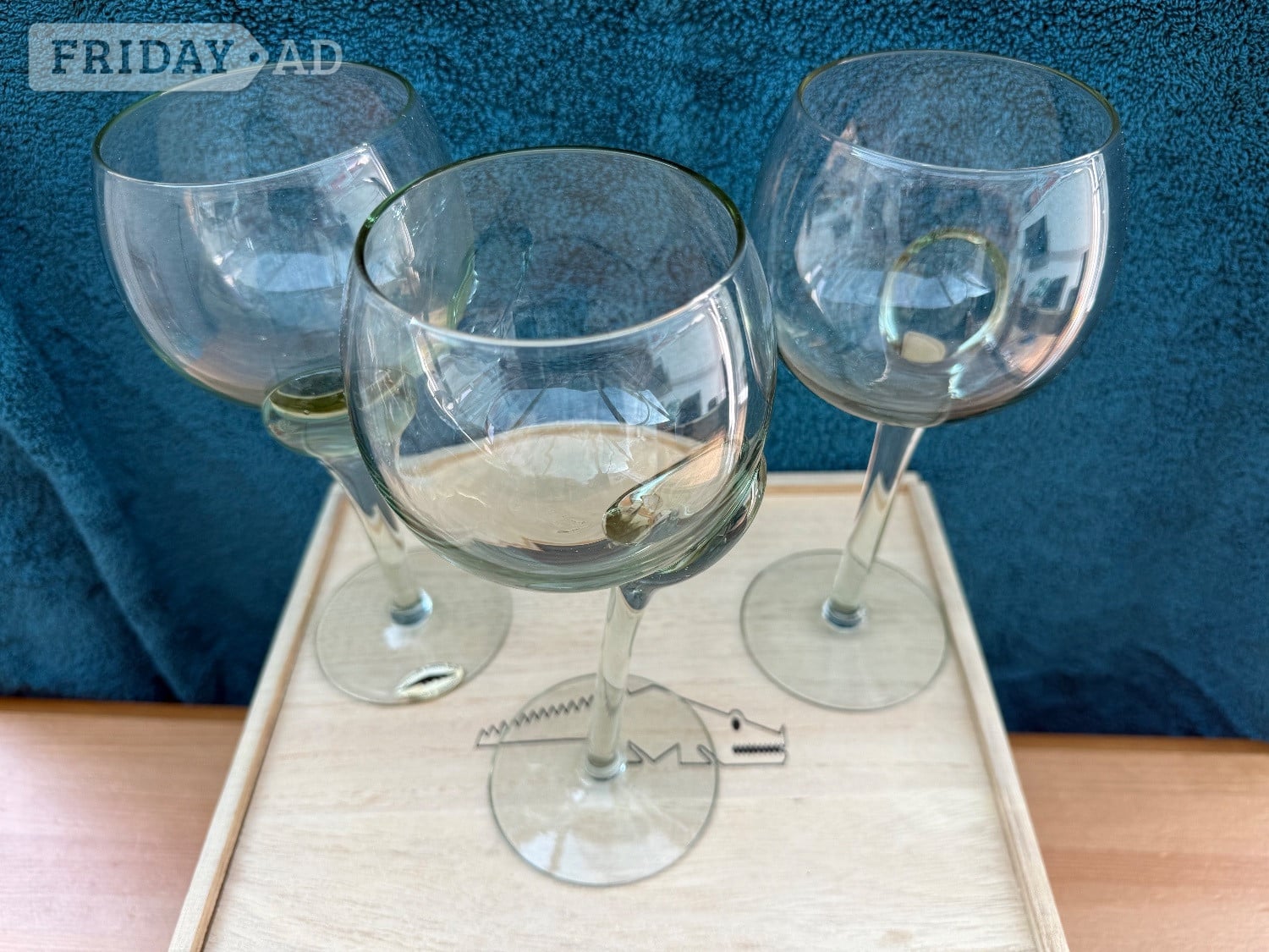 Newport Big Five Crafts Unique Wine Glasses with Wooden Box, set of 3