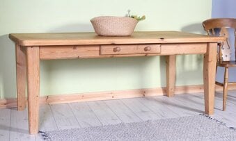 Delivery Options - Large Farmhouse Pine Table Waxed With 1 Drawer