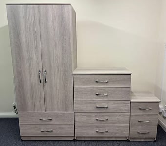 METRO wardrobe 2 drawers set - silver grain