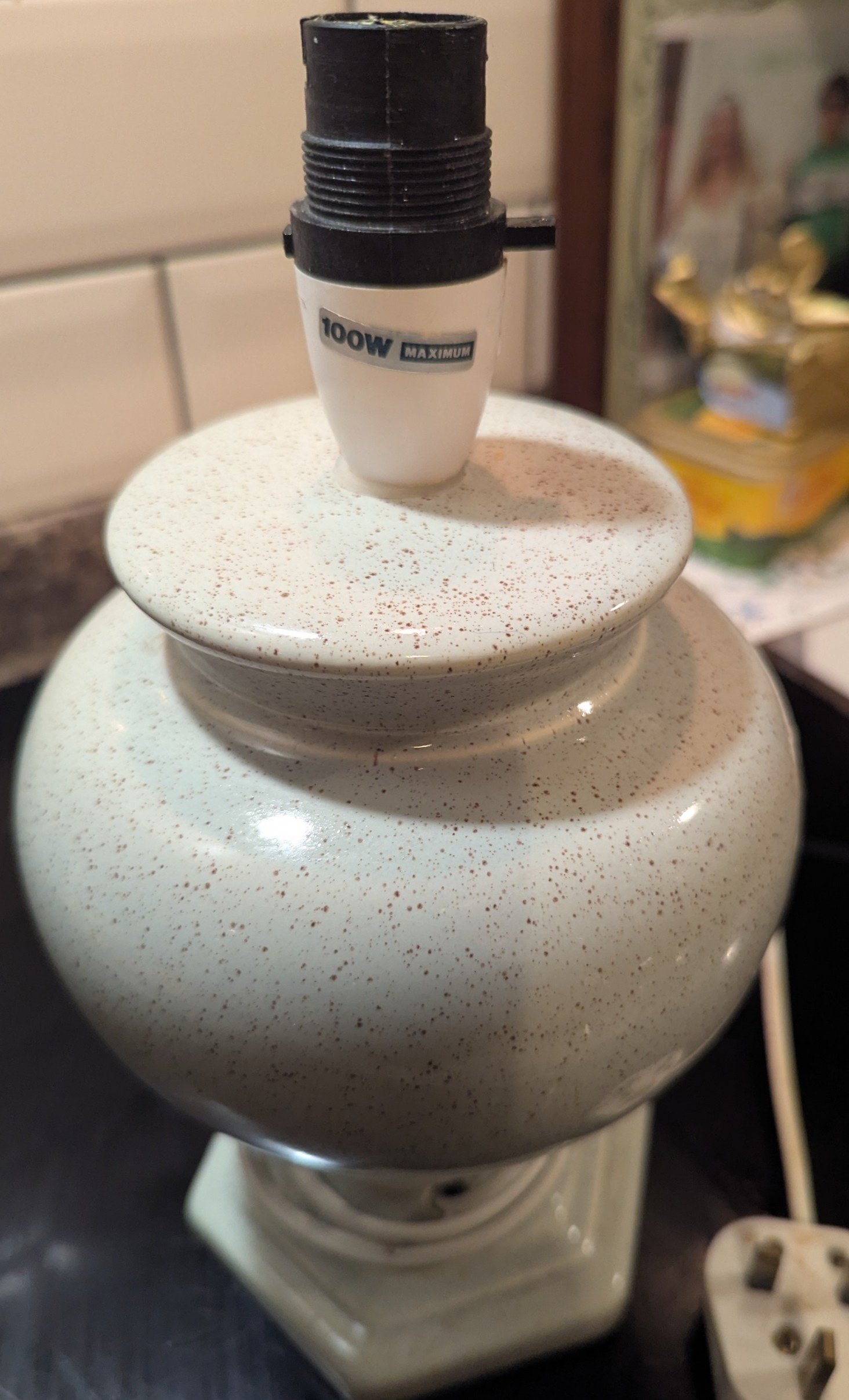 Lamp. Pale green porcelain lamp base
