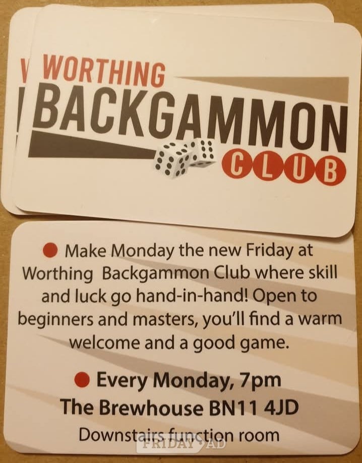 Worthing Backgammon Club every Monday 7pm until 10pm  in BN11 4JD 