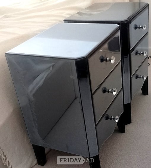 Eastbourne PAIR OF MIRRORED 3 DRAWER BEDSIDE TABLES