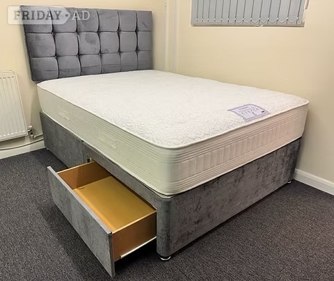 KING DIAMOND 1000 POCKET MATTRESS WITH DIVAN BASE & HEADBOARD  - Furniture