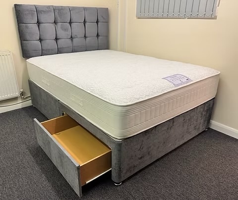 KING DIAMOND 1000 POCKET MATTRESS WITH DIVAN BASE & HEADBOARD  - Furniture