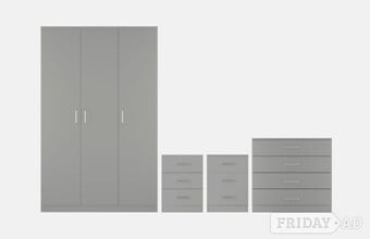 DAKOTA 3 DOOR BEDROOM  SET - LIGHT GREY