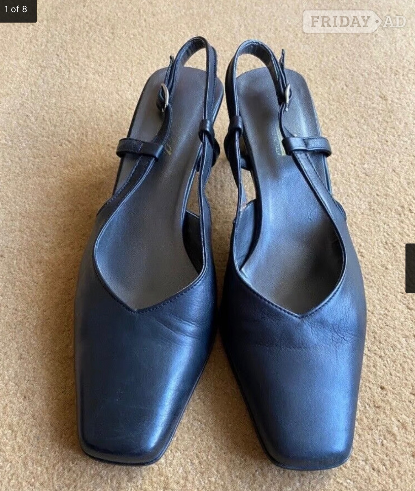 Ladies Black Leather Slingbacks - size 6 in Croydon