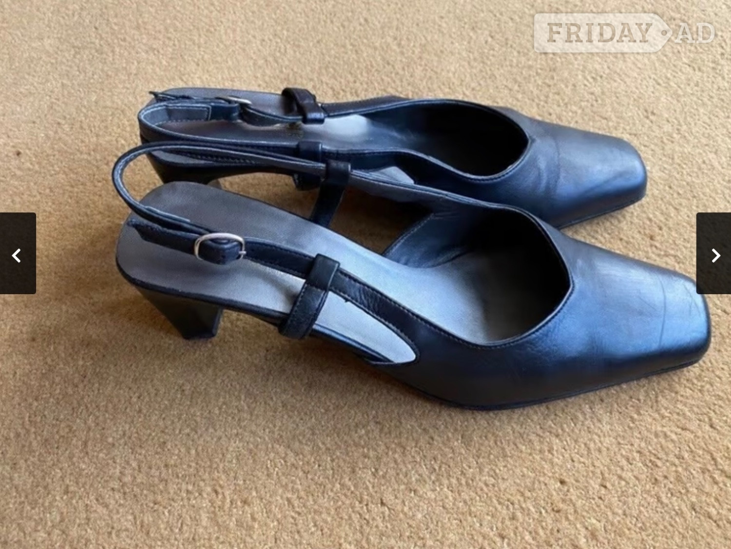 Ladies Black Leather Slingbacks - size 6