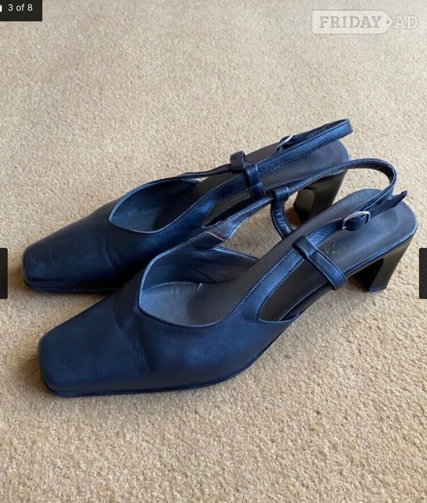 Croydon Ladies Black Leather Slingbacks - size 6