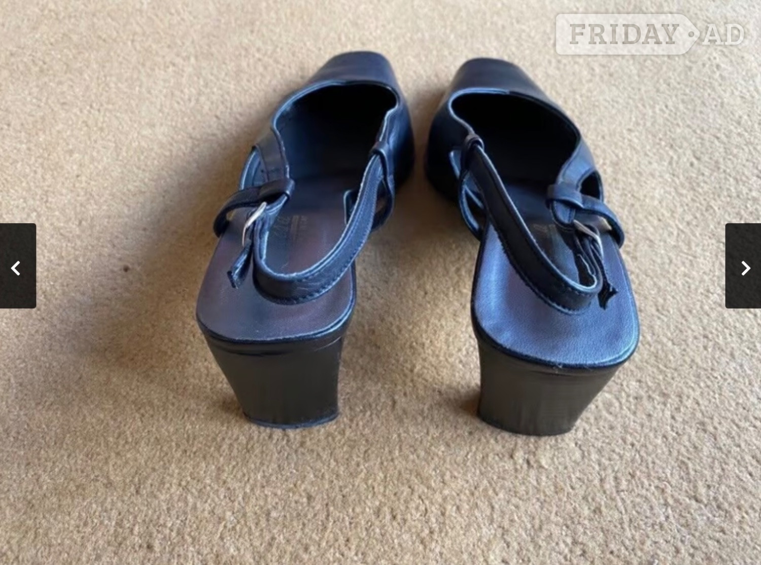 Ladies Black Leather Slingbacks - size 6 - Clothing, Footwear & Accessories