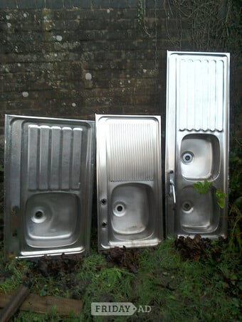 Sinks, stainless steel, old. £10 each.