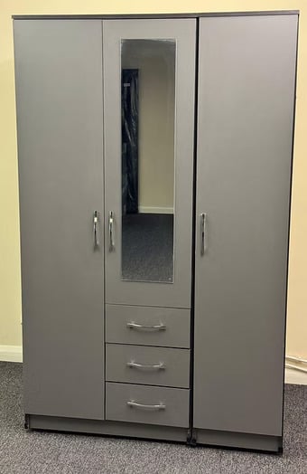 METRO 3 door mirror with 3 drawers - grey