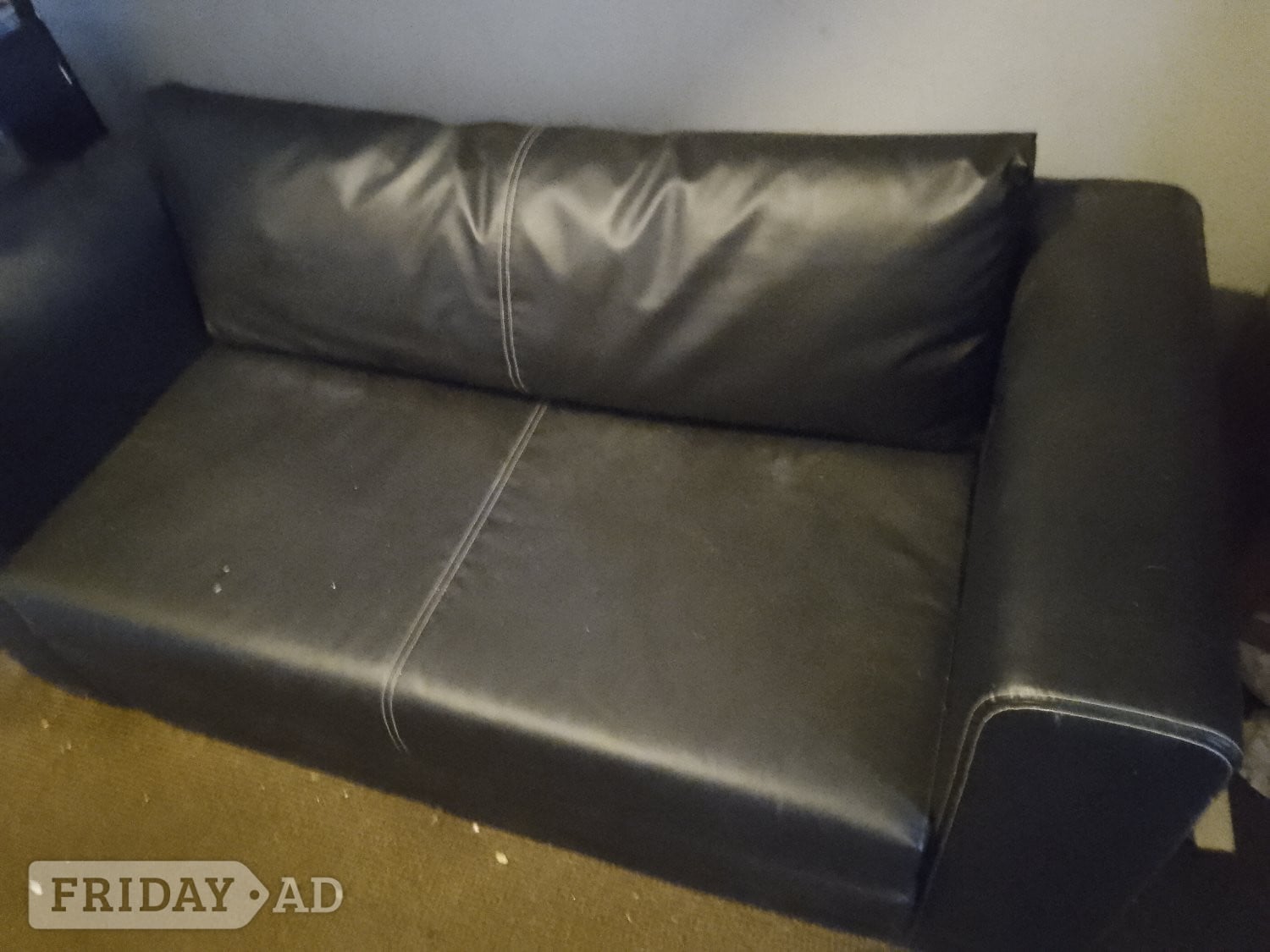 Black faux leather sofa bed  reduced  in Folkestone
