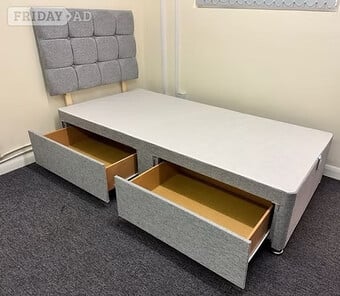 SINGLE DIVAN BASE WITH 2 DRAWERS WITH ARIES HEADBOARD