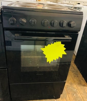 Black electra 50cm wide solid top electric cooker 