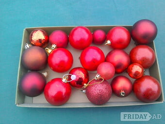 Red Christmas Baubles X 19, Assorted Shades and Sizes.