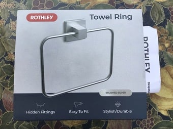 NEW ROTHLEY BRUSHED SILVER TOWEL RING