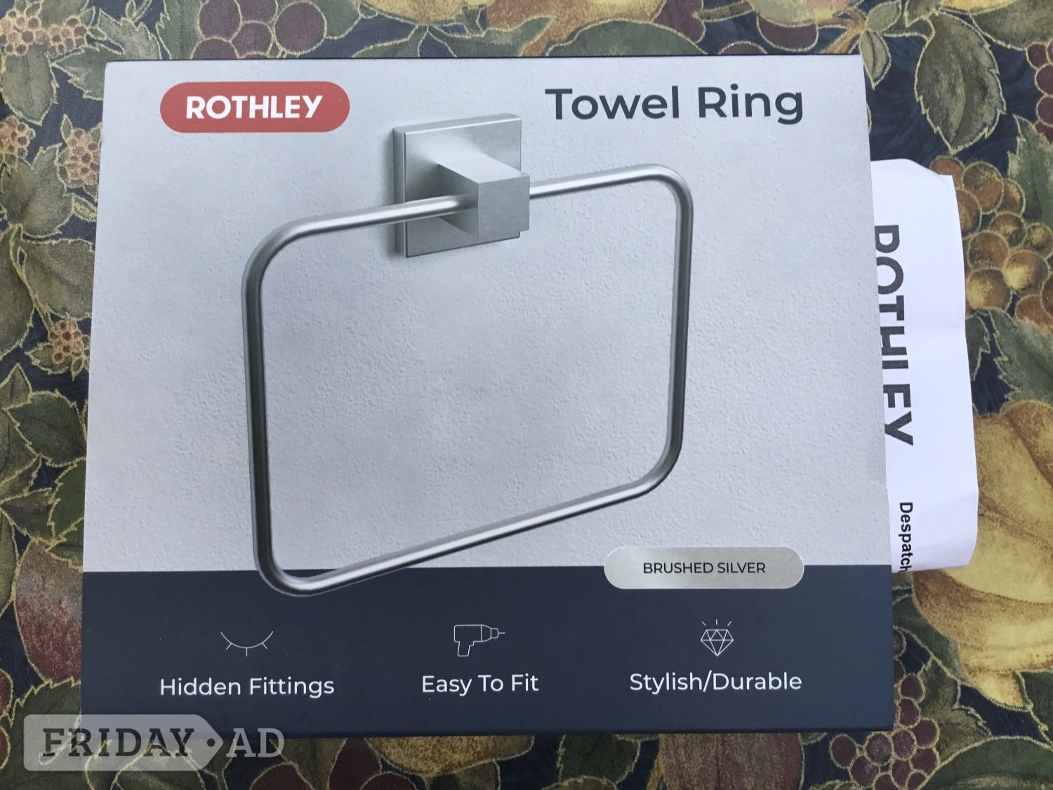 NEW ROTHLEY BRUSHED SILVER TOWEL RING in Lingfield
