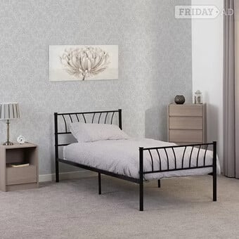 SINGLE - HARLOW METAL BED FRAME - BLACK
