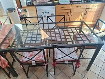 Ikea Granas metal and glass dining table & 4 chairs