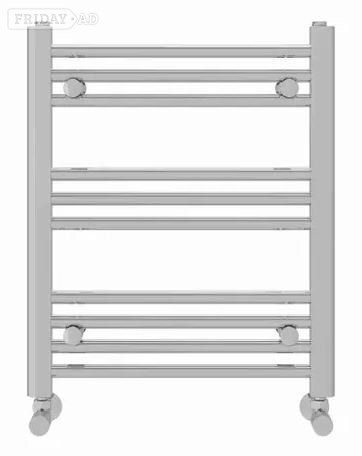 Lewisham Heizmann 600mmX500mm Straight Heated Chrome Towel Rail Radiator. 