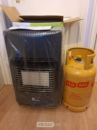 NEW GREENGEAR GREY/BLACK 4.2kW INDOOR MOBILE GAS HEATER FULL GAS BOTTLE