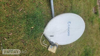 GRP/plastic satellite dish, guaranteed not to rust, with mounting bracket