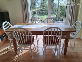 8 seater pine dining table and chairs 