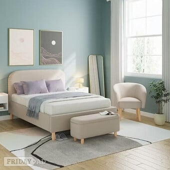 Florence BOUCLE OTTOMAN STORAGE BED - DOUBLE