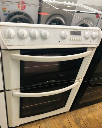 Hotpoint 60cm wide  top electric cooker with double oven & grill 