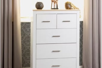 Portland 3+2 Drawer Chest - White/Oak Effect