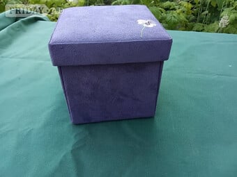Jewellery Box, Fabric, cube shaped, purple, 4.5"x4.5"x4.5"