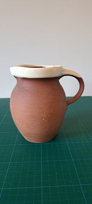 EARLY ROYAL BARUM WARE TERRACOTTA JUG BRANNAN DEVON KITCHENALIA 