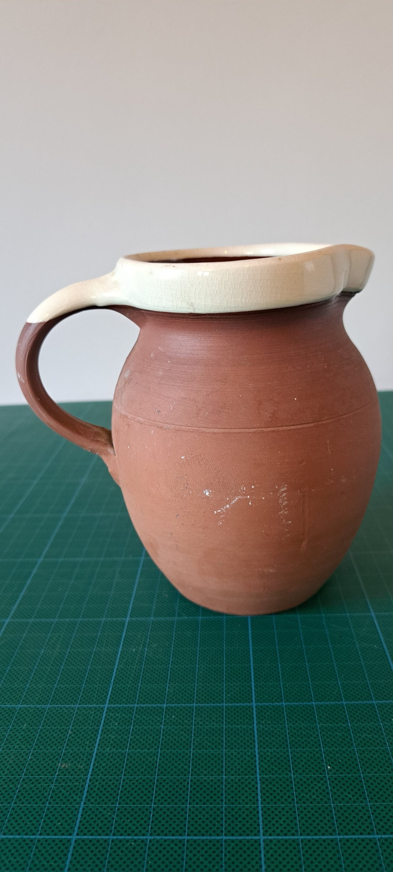 EARLY ROYAL BARUM WARE TERRACOTTA JUG BRANNAN DEVON KITCHENALIA 