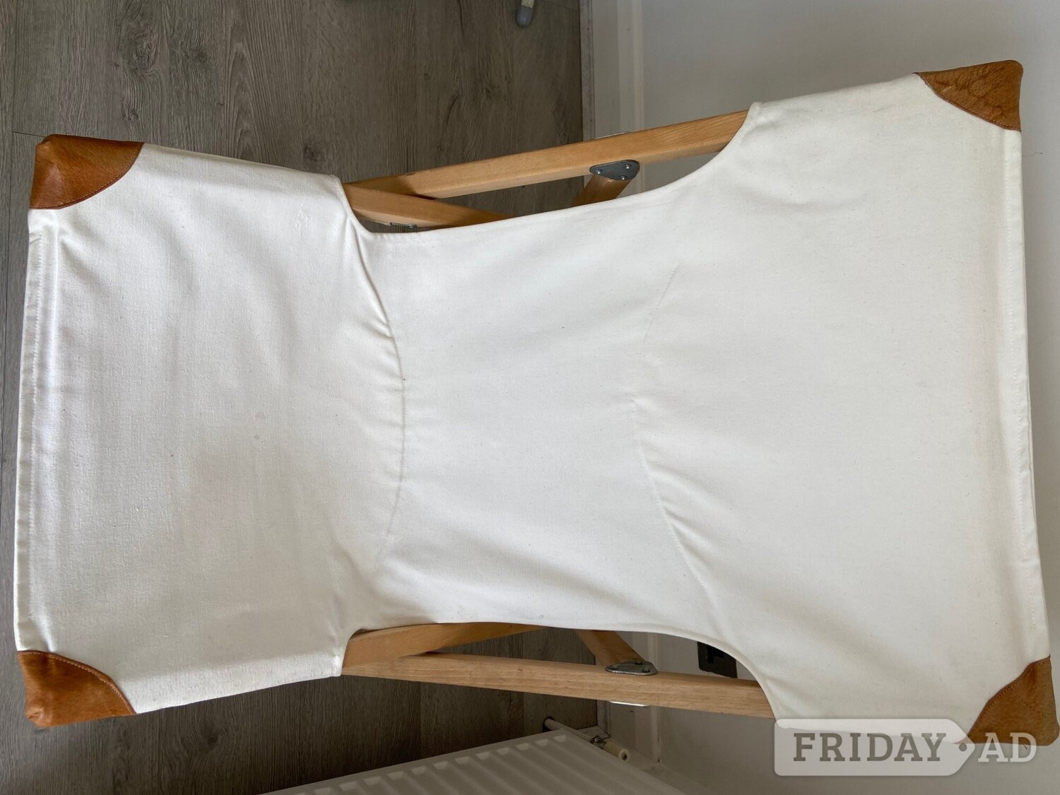 Folding Director's Style Chair with White Canvas in Harrow
