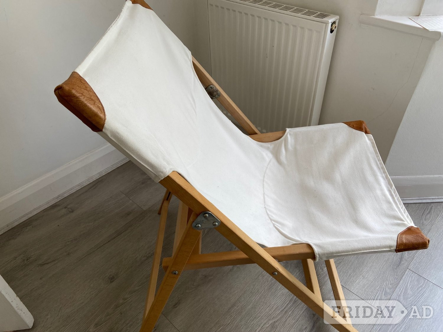 Folding Director's Style Chair with White Canvas
