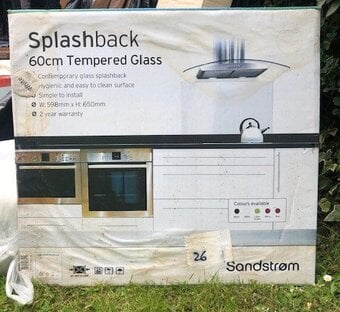 Splashback Tempered Glass 60cm in White